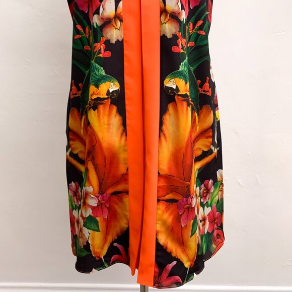 Ted Baker London Orange Toucan Tropical Print Dress Small Medium - Picture 7 of 12
